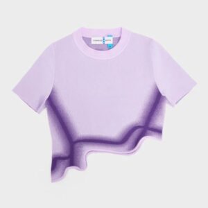 C & K Recycled Polyester Knitted Gradient Wave-Hem Crop Top - Lilac