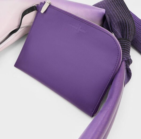 C & K Toni Gradient Knotted Crescent Hobo Bag - Purple - Image 3