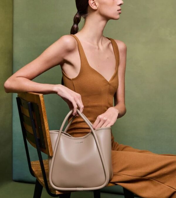 C & K Mini Lyla Tubular Tote Bag - Taupe - Image 4